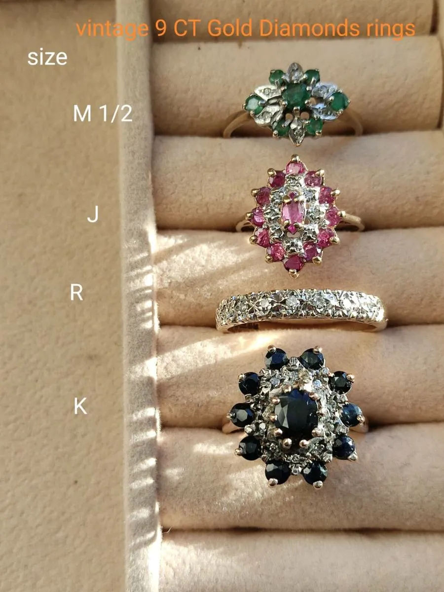 Vintage  9 CT Yellow Gold diamond rings - Image 1