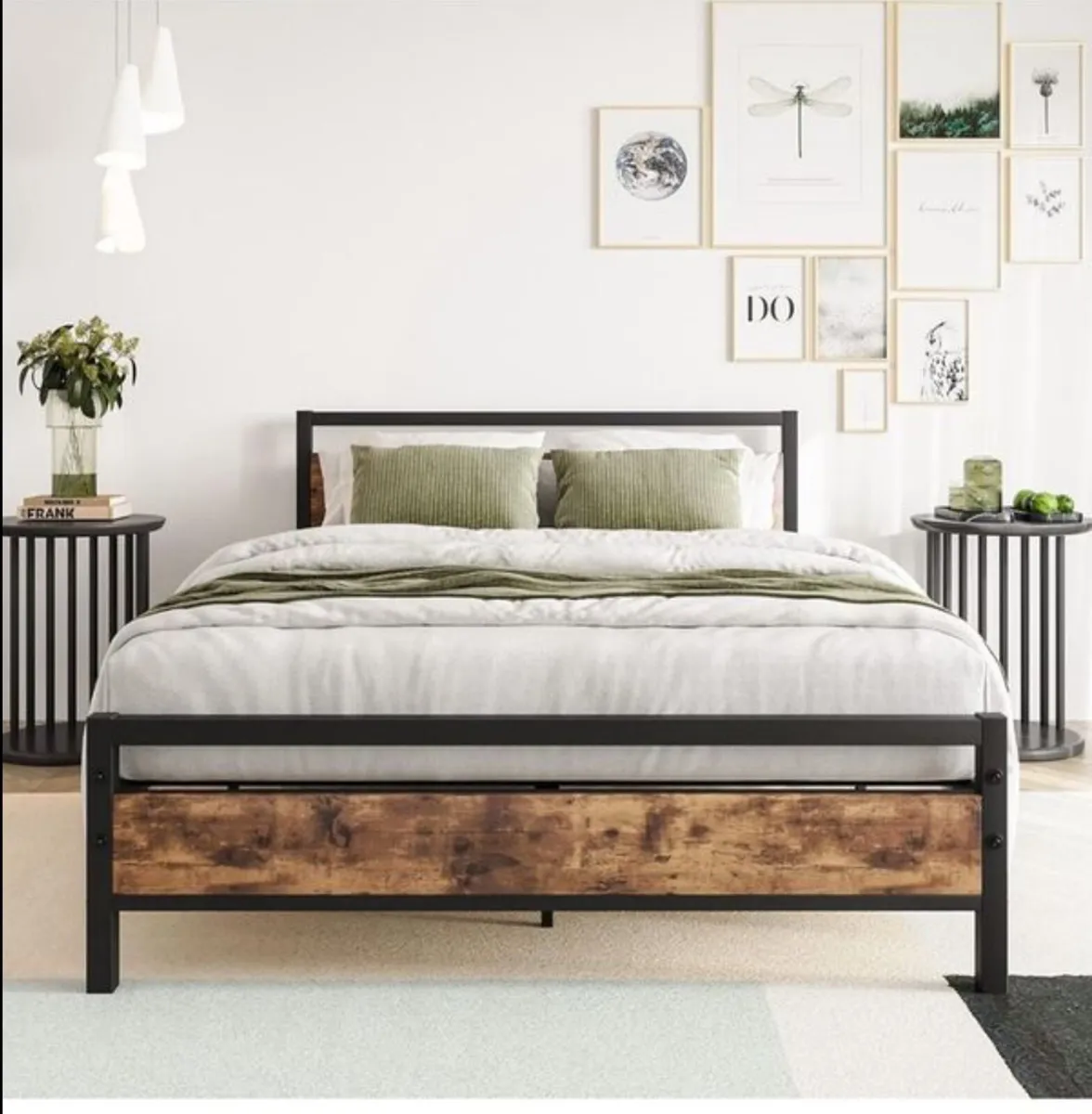 Double Bed Frames with Wood Headboard
