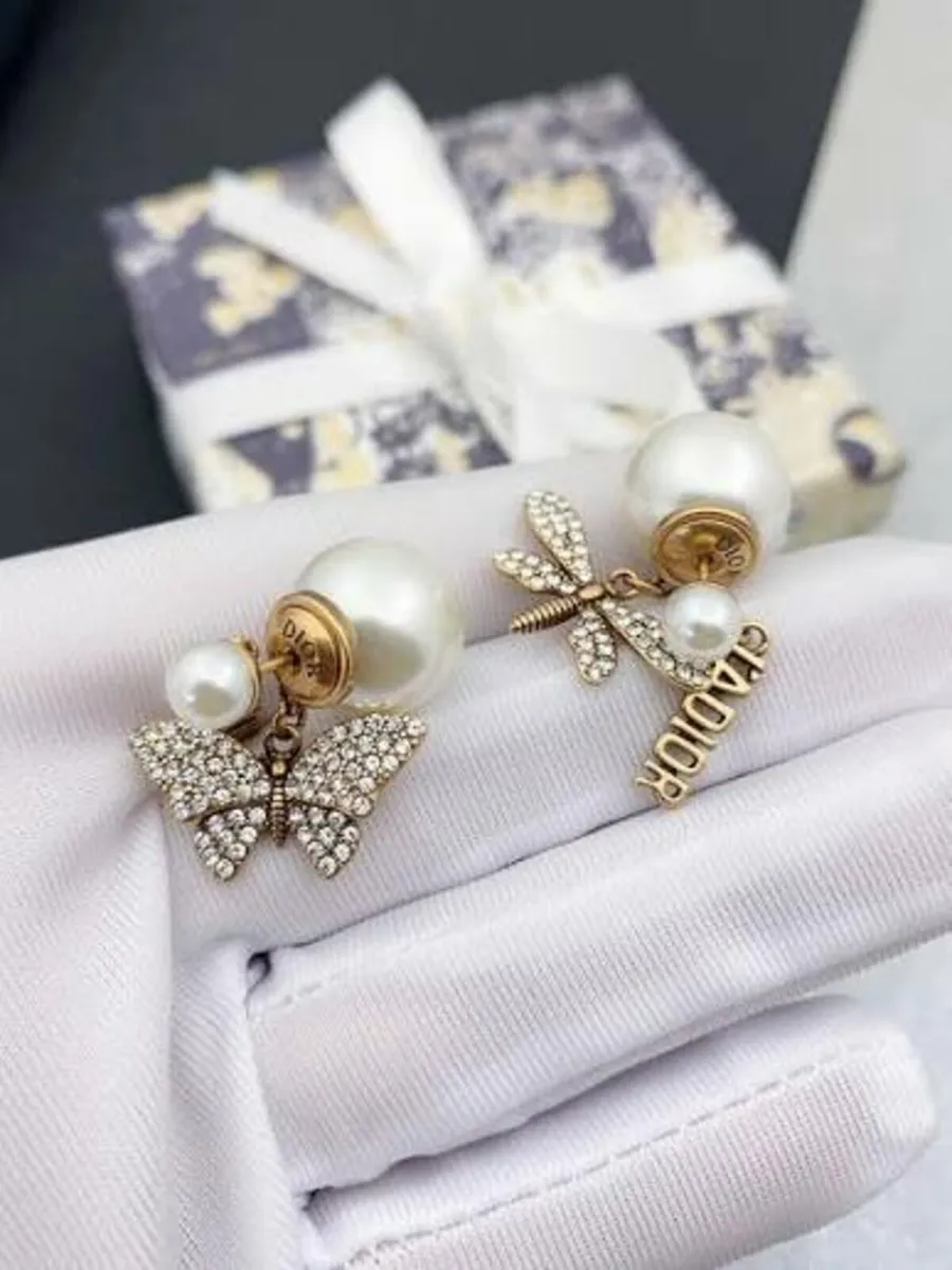Christian Dior Gold Dragonfly & Butterfly Earrings - Image 1