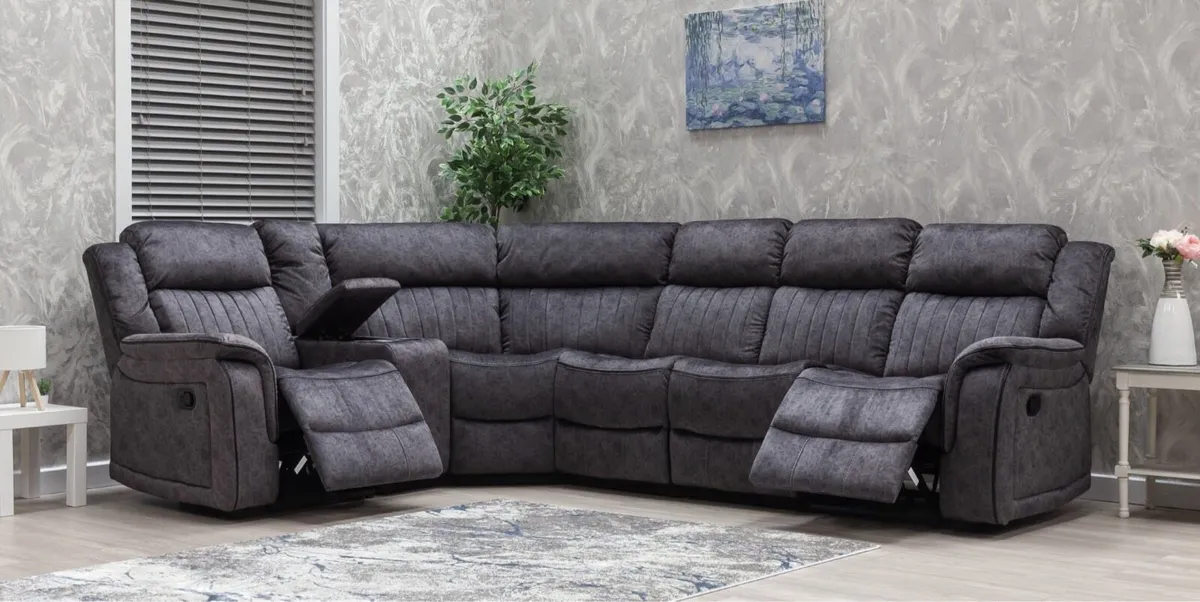 New Grey Fabric Gresham Corner Sofa - Image 4