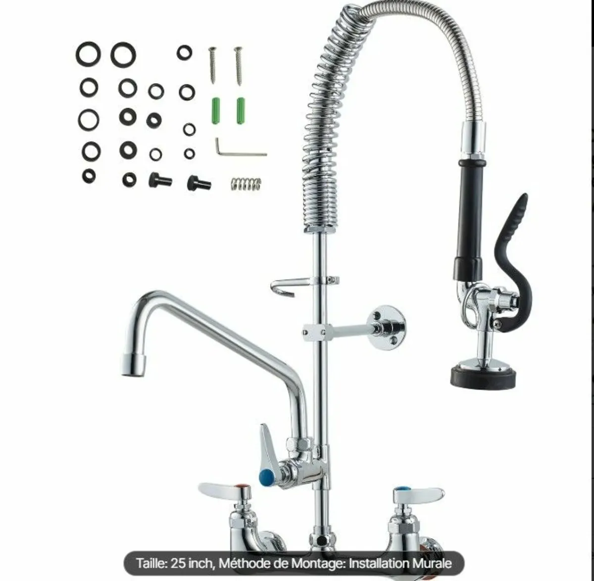 Commercial Faucet with Sprayer, 8" Adjustable Cent - Image 1