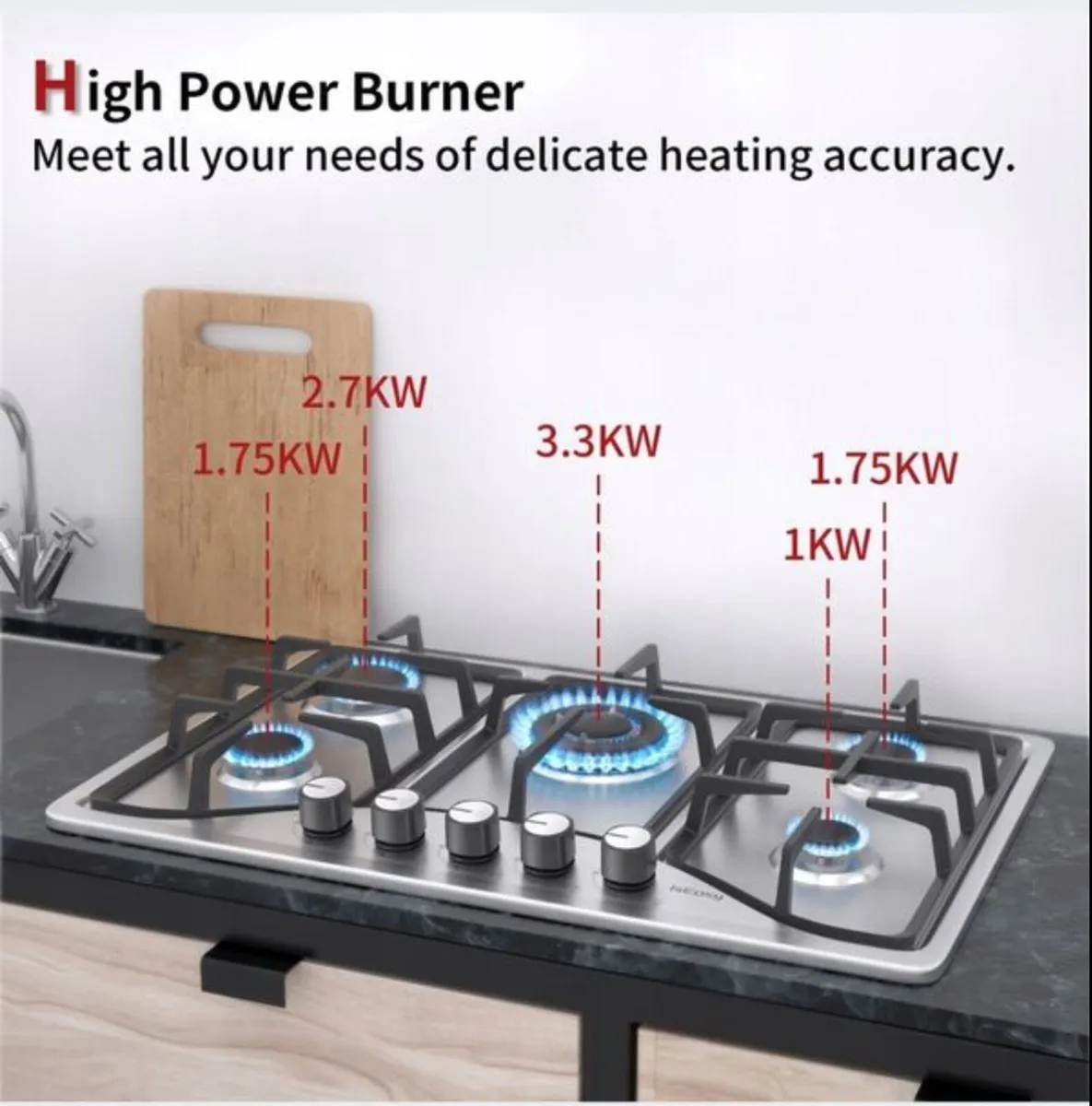 gas hob with 5 burners