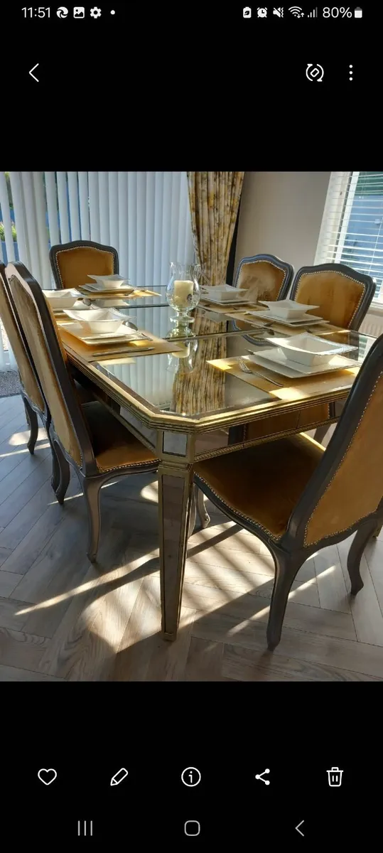 Mirror dining table and 6 chairs - Image 1