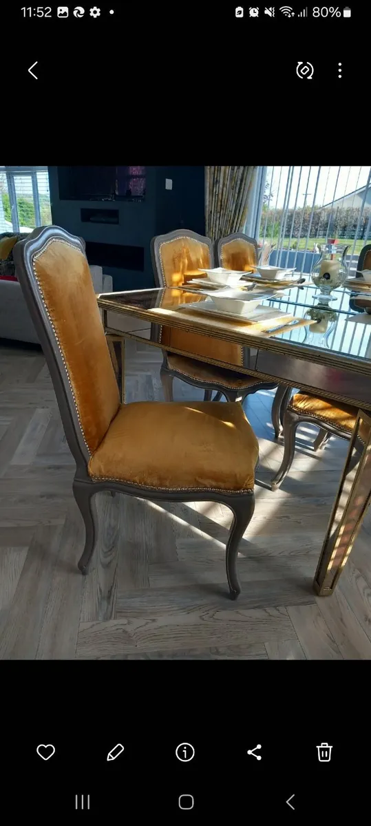 Mirror dining table and 6 chairs - Image 2