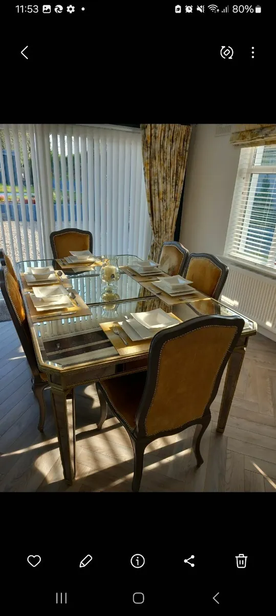 Mirror dining table and 6 chairs - Image 3