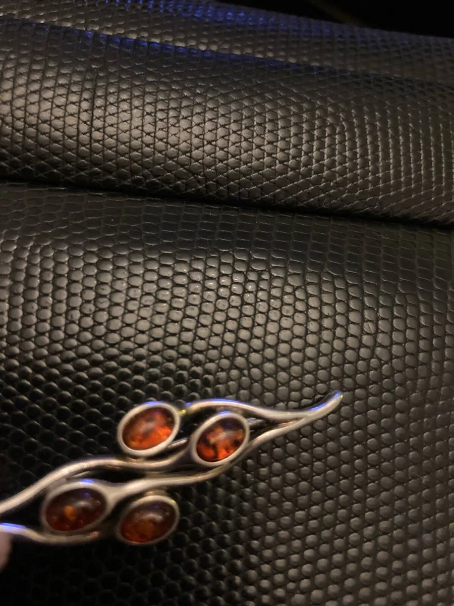 Vintage sterling silver amber brooch - Image 3