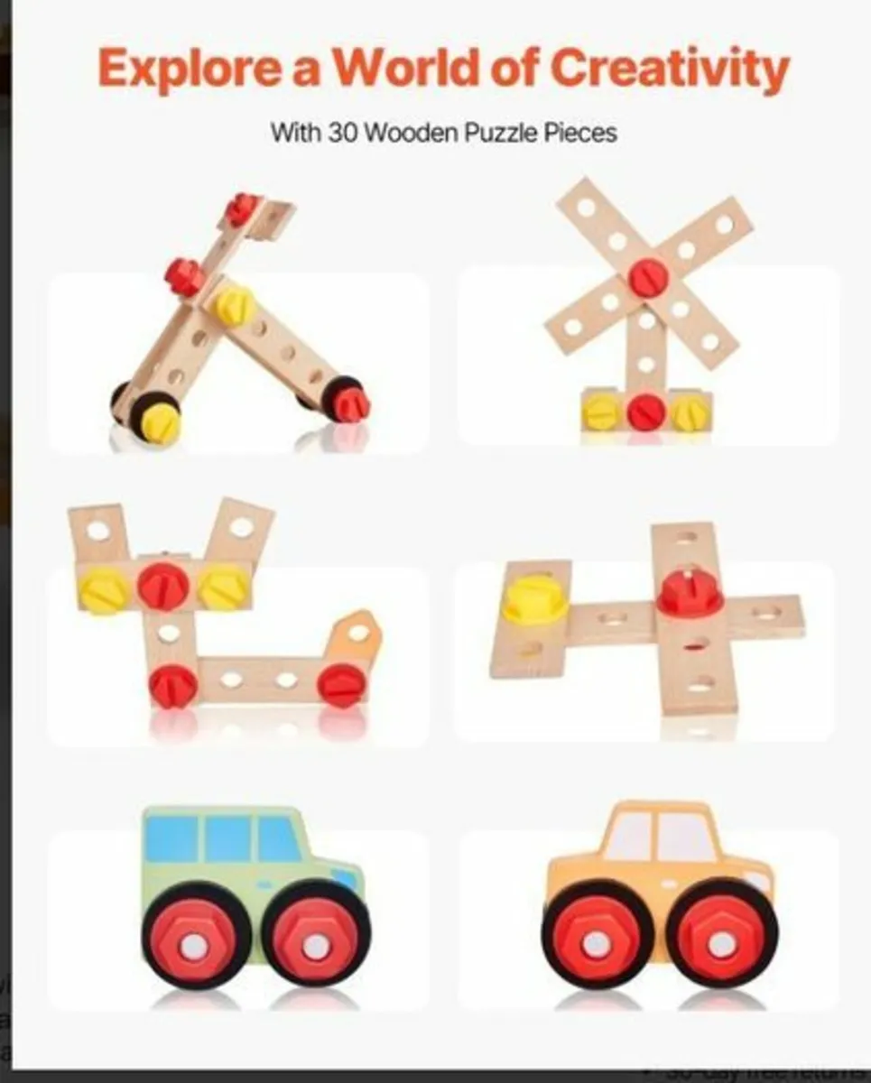 Wooden Kids Workbench Toy with 62 Accessories Role - Image 4