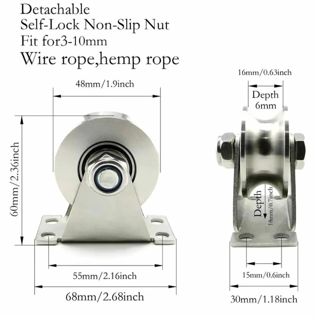 U-Type Stainless Steel Pulley Block Mute Bearings - Image 3