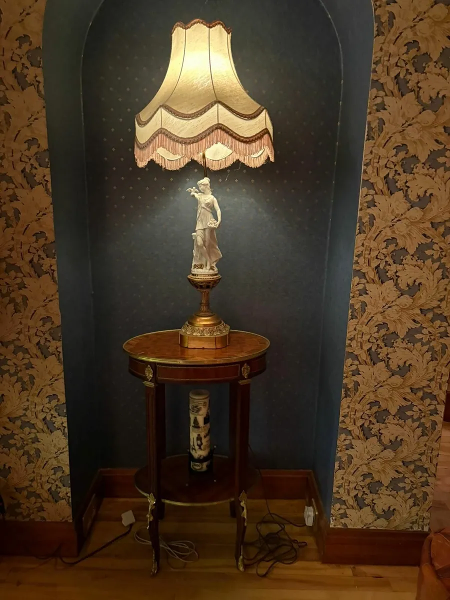 Rosewood lamp table and lamp.
