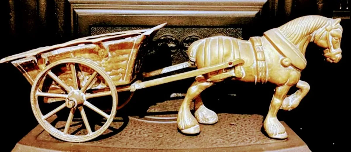 Three brass horse and carts can sell individually - Image 1