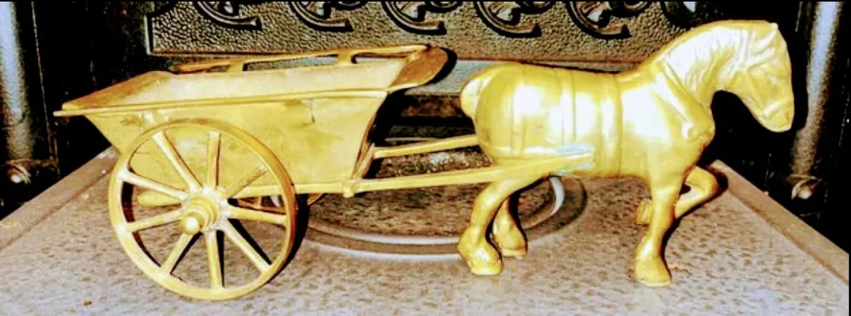 Three brass horse and carts can sell individually - Image 2