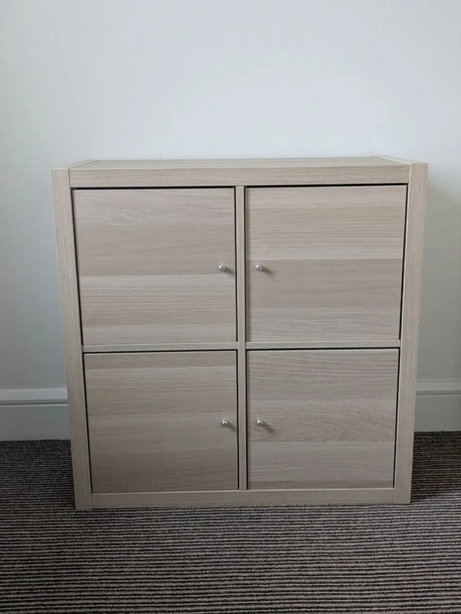 IKEA Kallax Shelving Unit (2x2) - Oak White finish with 4 Doors - Image 1