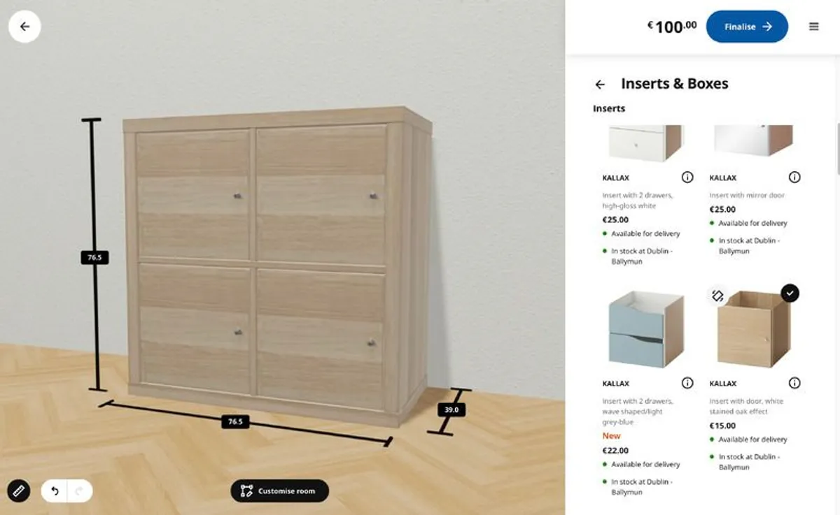 IKEA Kallax Shelving Unit (2x2) - Oak White finish with 4 Doors - Image 3