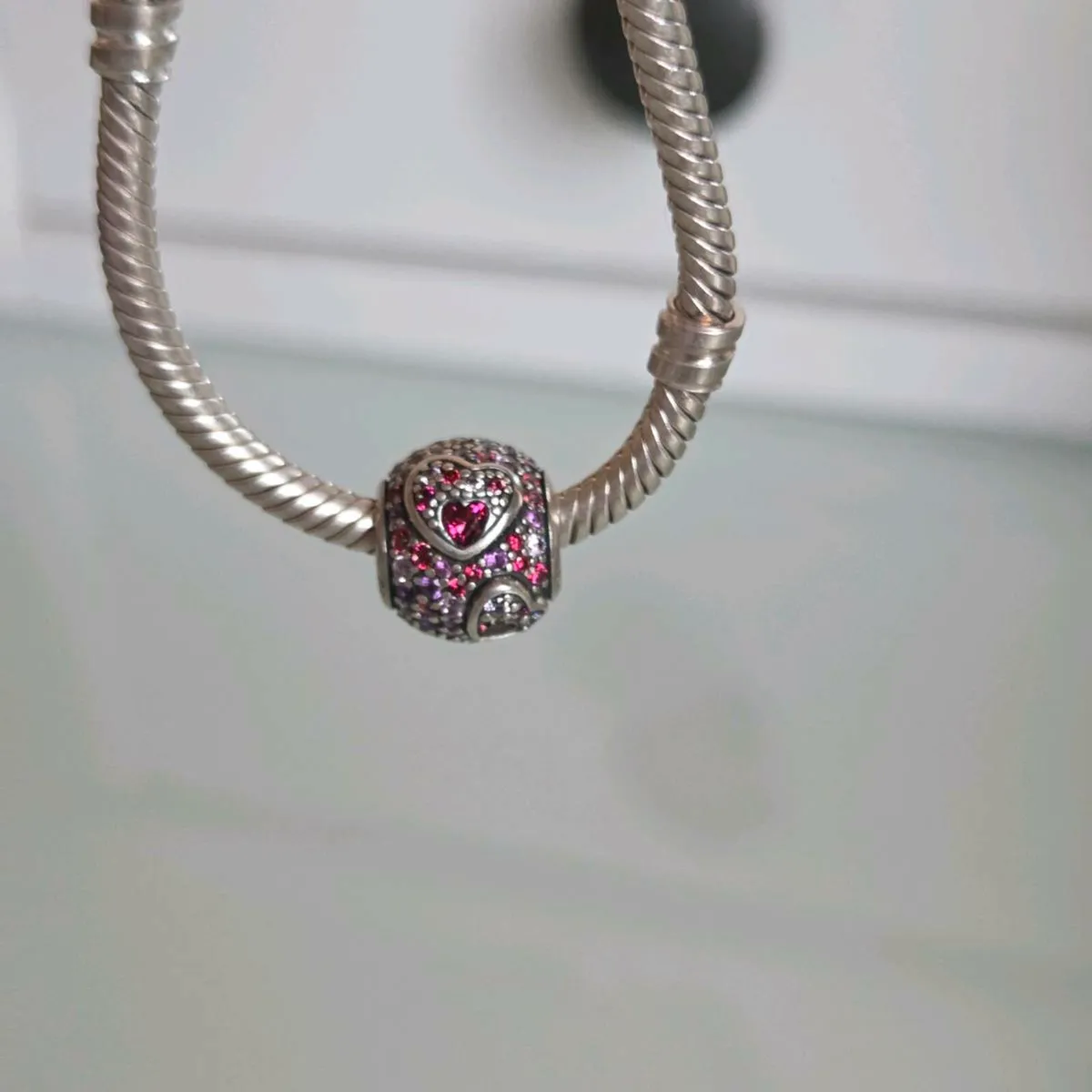 Pandora charm sparkly hearts pink - Image 1