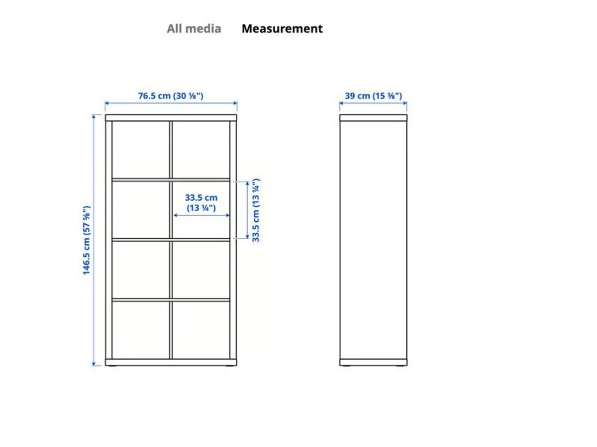 IKEA Kallax Shelving Unit (4x2) - white stained oak effect with 8 Doors ...