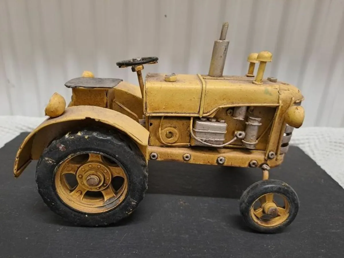 Vintage metal yellow tractor model - Image 1
