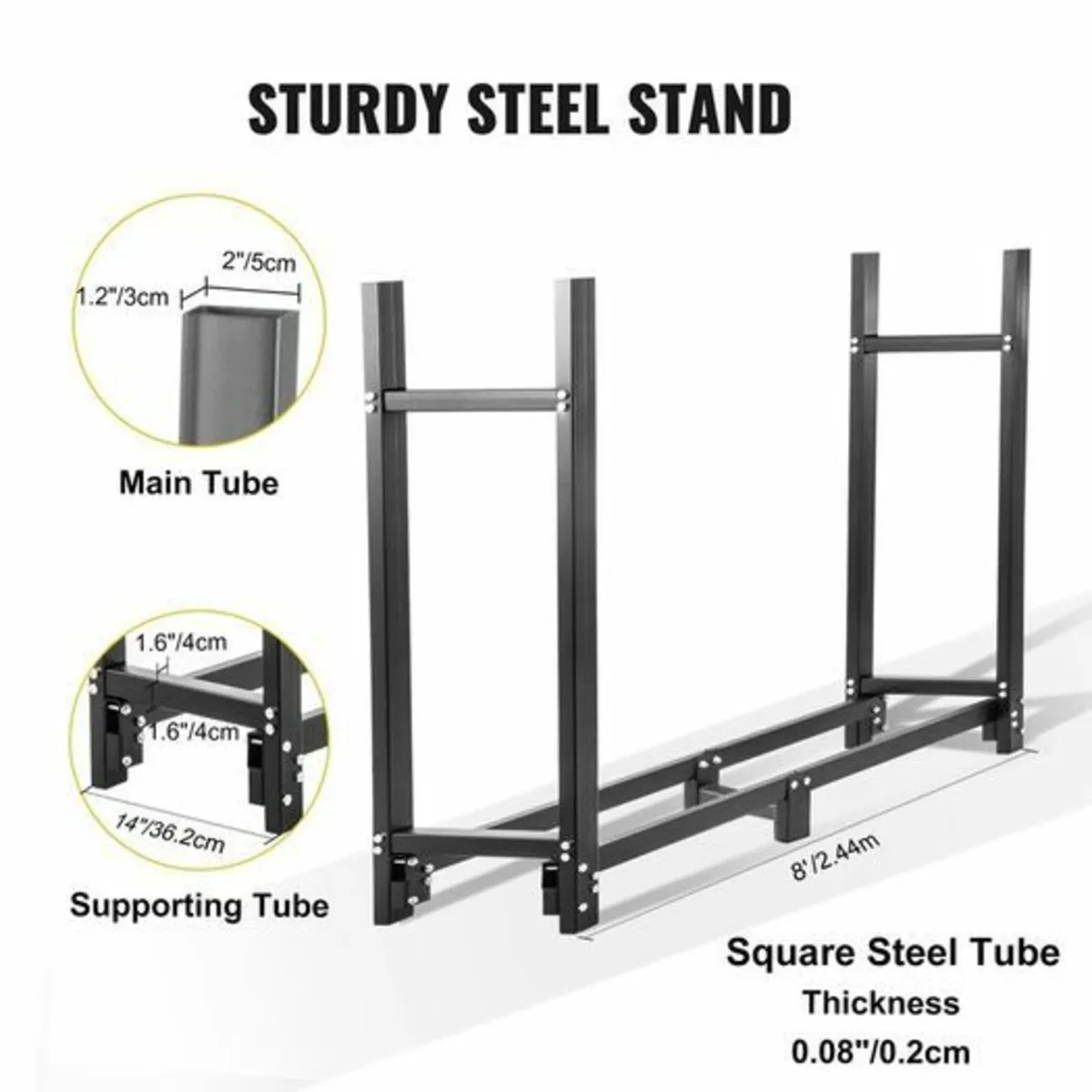 Firewood Log Rack, 6FT or 8ft Firewood Rack Outdoo - Image 4