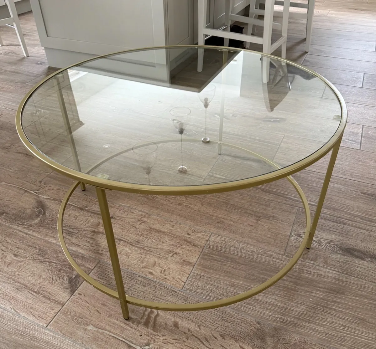 Gold glass round coffee table - Image 1