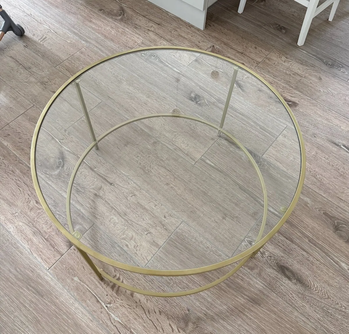 Gold glass round coffee table - Image 2