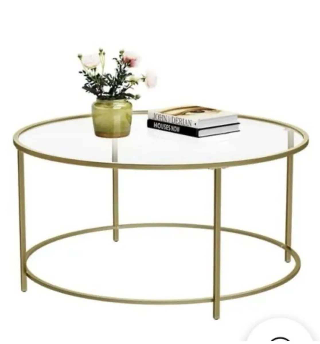 Gold glass round coffee table - Image 4