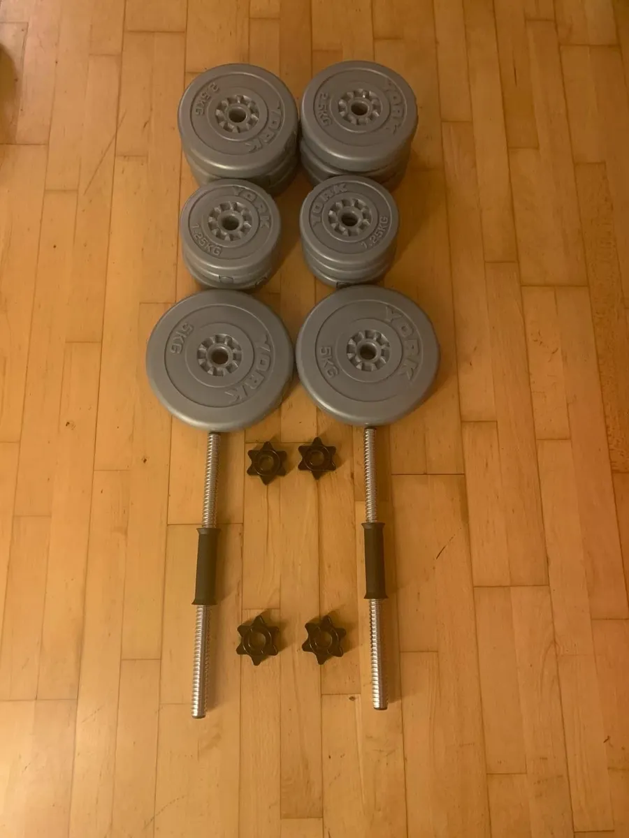 Squat rack, weights, bar, dumbbells - Image 3