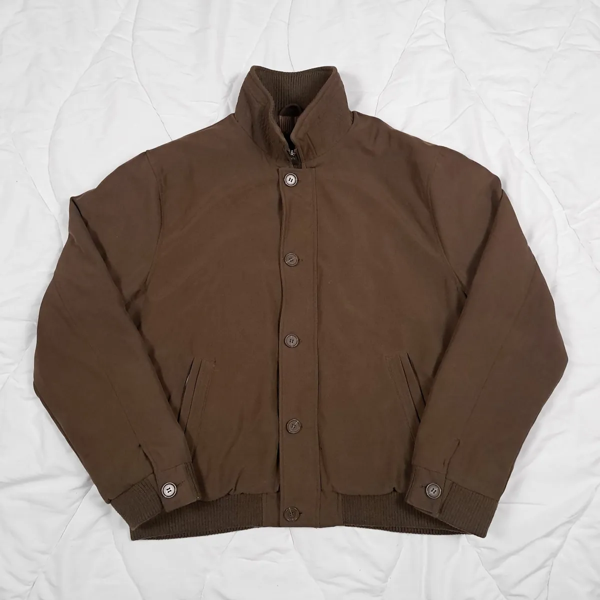 Rino & Pelle Brown Suede Zip Up Bomber Jacket XL - Image 1