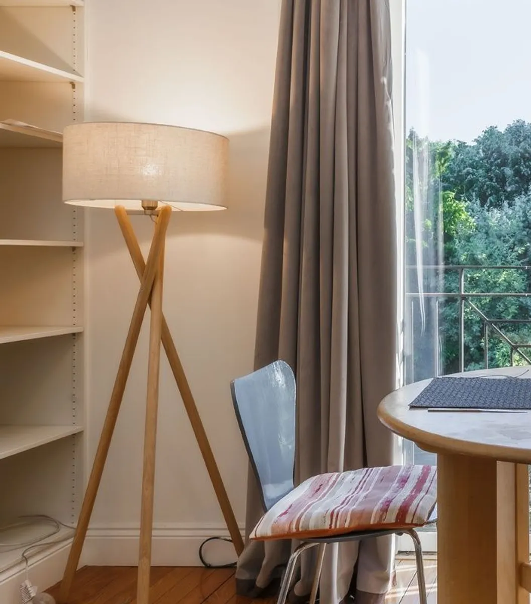 Tripod Floor Lamp - Quality, Solid Wood Base - Image 1