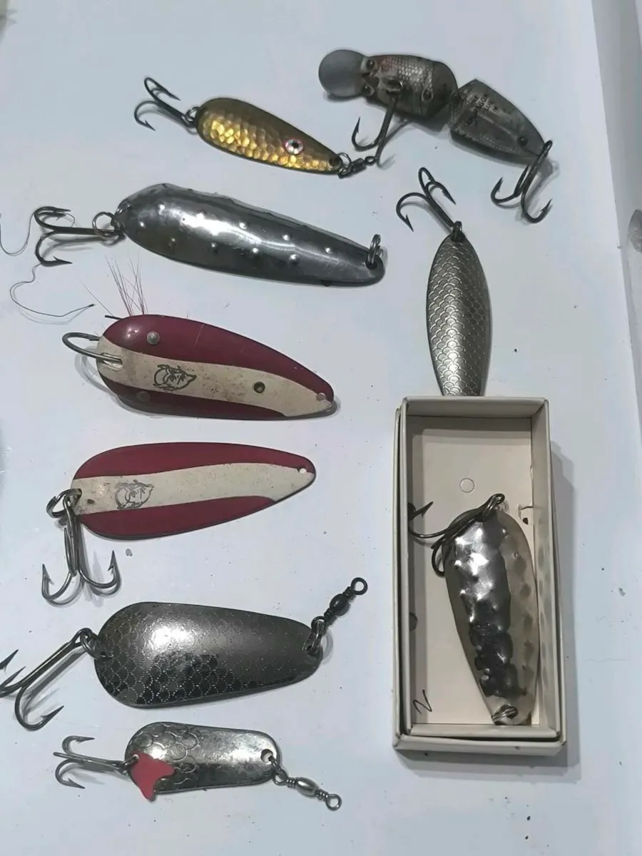 9 mixed spoons pike salmon perch vintage fishing - Image 1