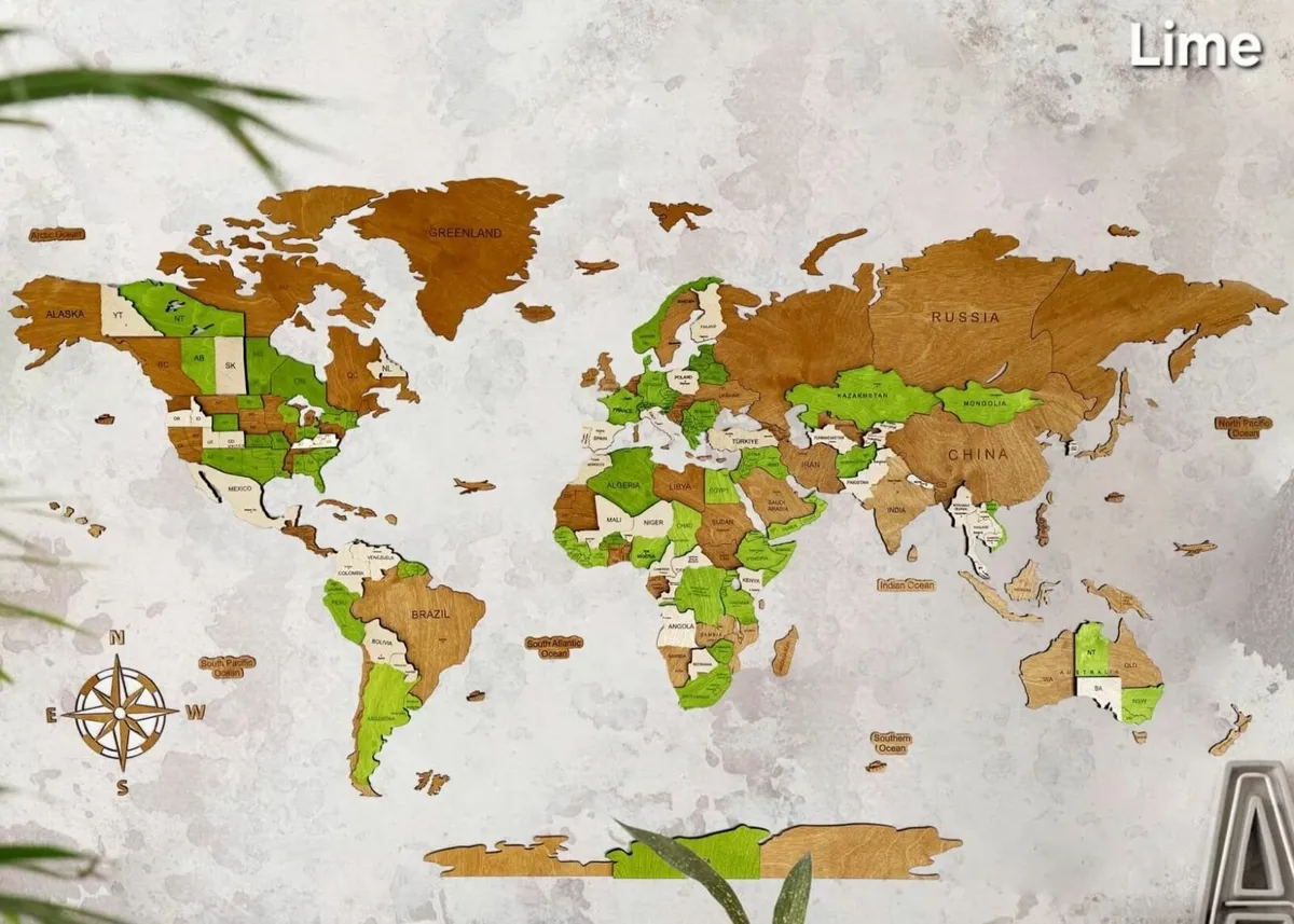 3D Classic Wooden World Map - Image 4