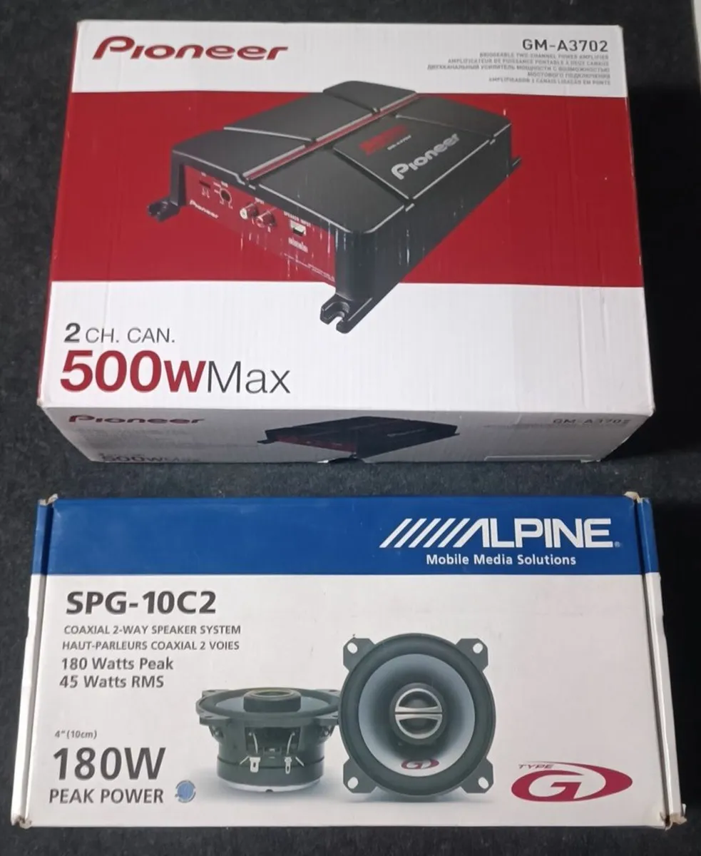 Pioneer Amp + Alpine 4" Speakers - Image 1