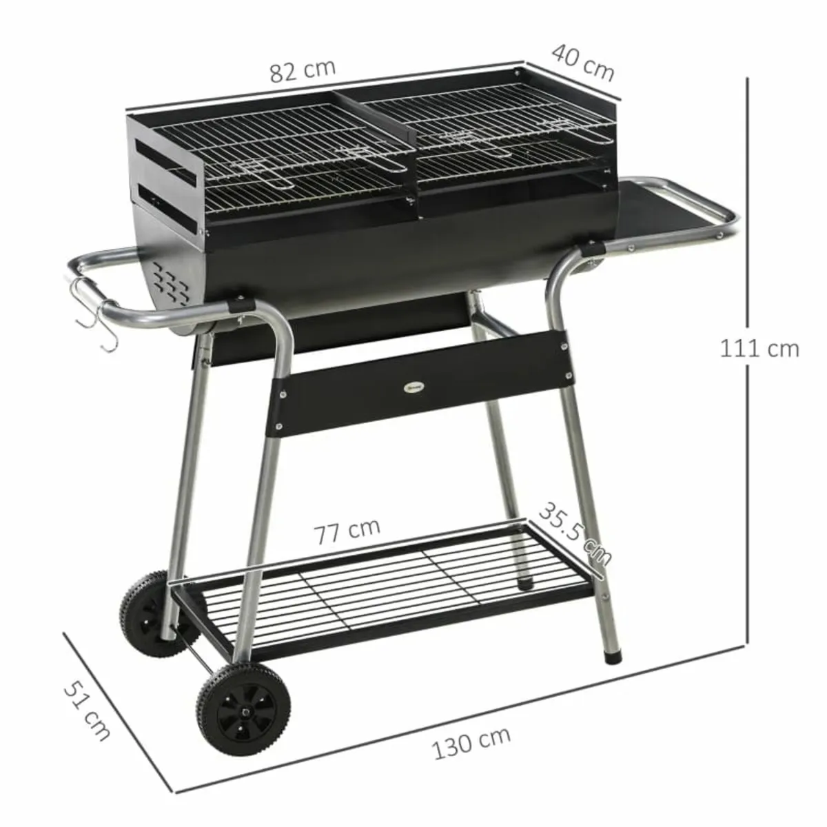 Charcoal Barbecue Grill BBQ Trolley - with Double - Image 4