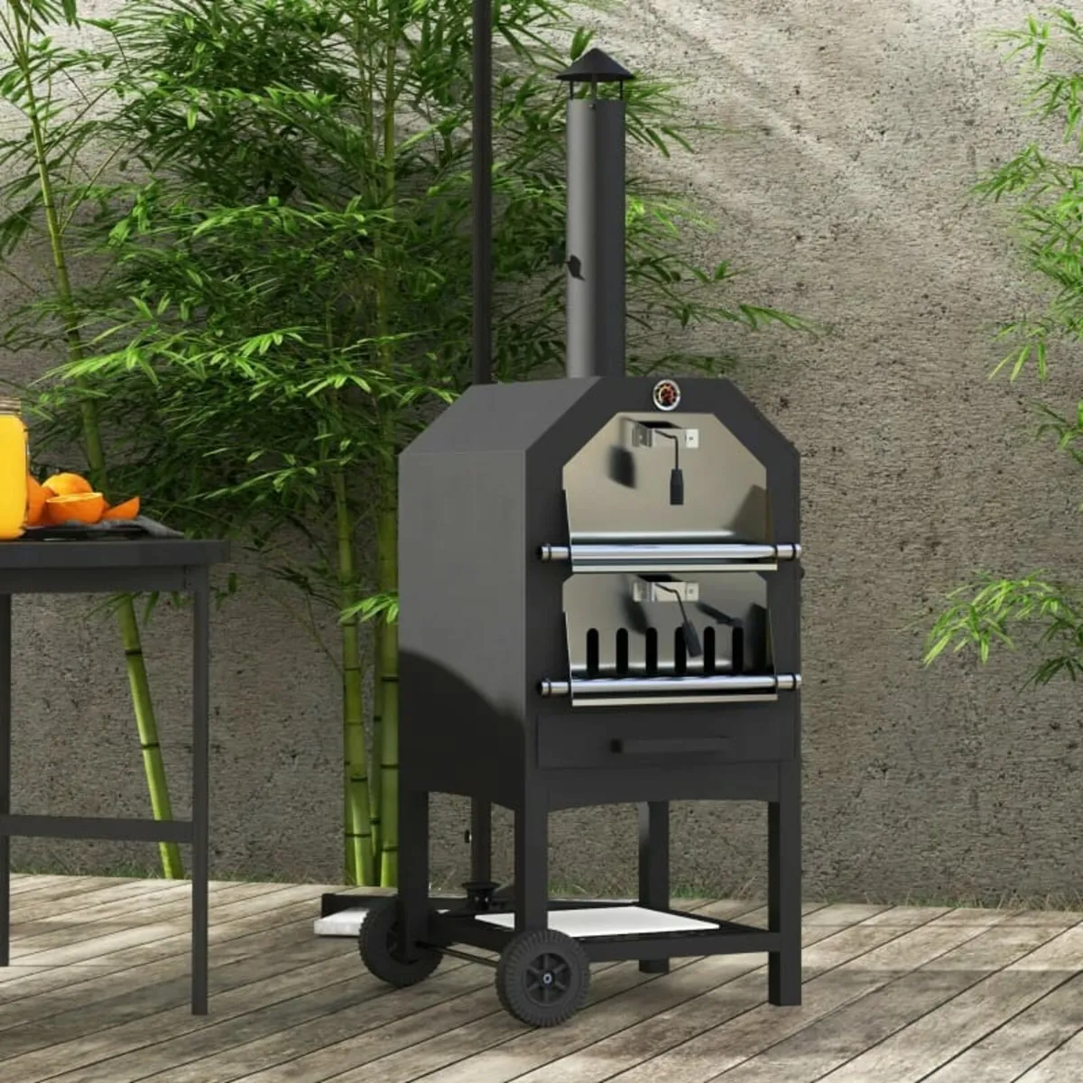 Steel 3-Tier Outdoor Pizza Oven Charcoal BBQ Grill - Image 2