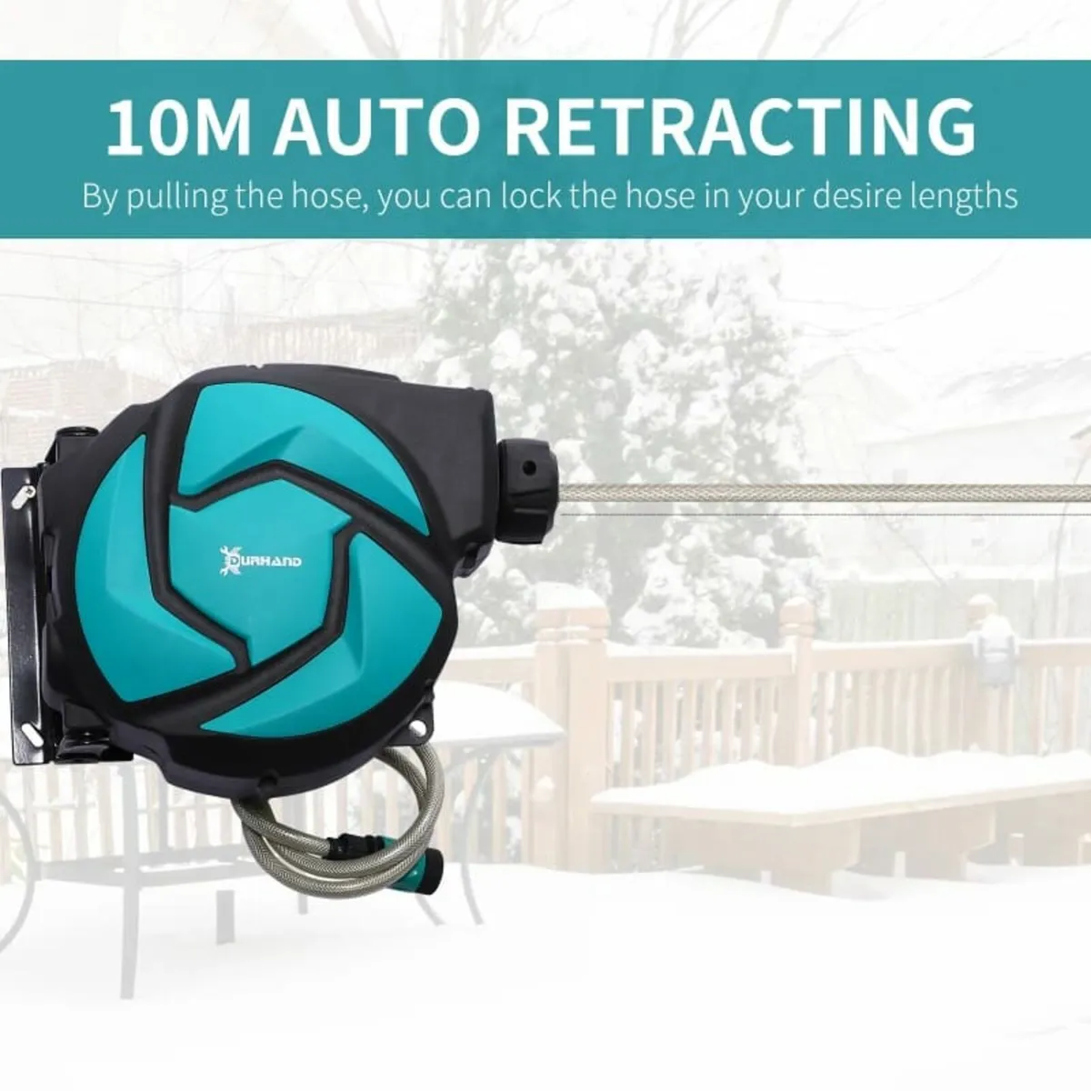 10m Garden Auto Hose Reel Wall Mounted Retractable - Image 2