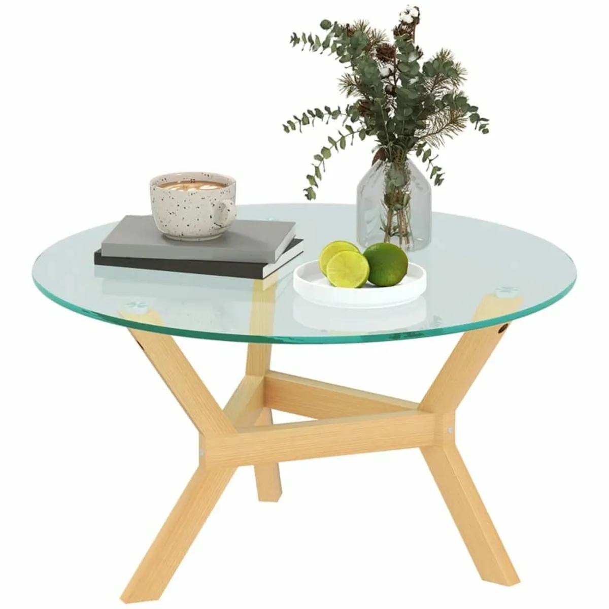 Round side table made of tempered glass with adjus - Image 2