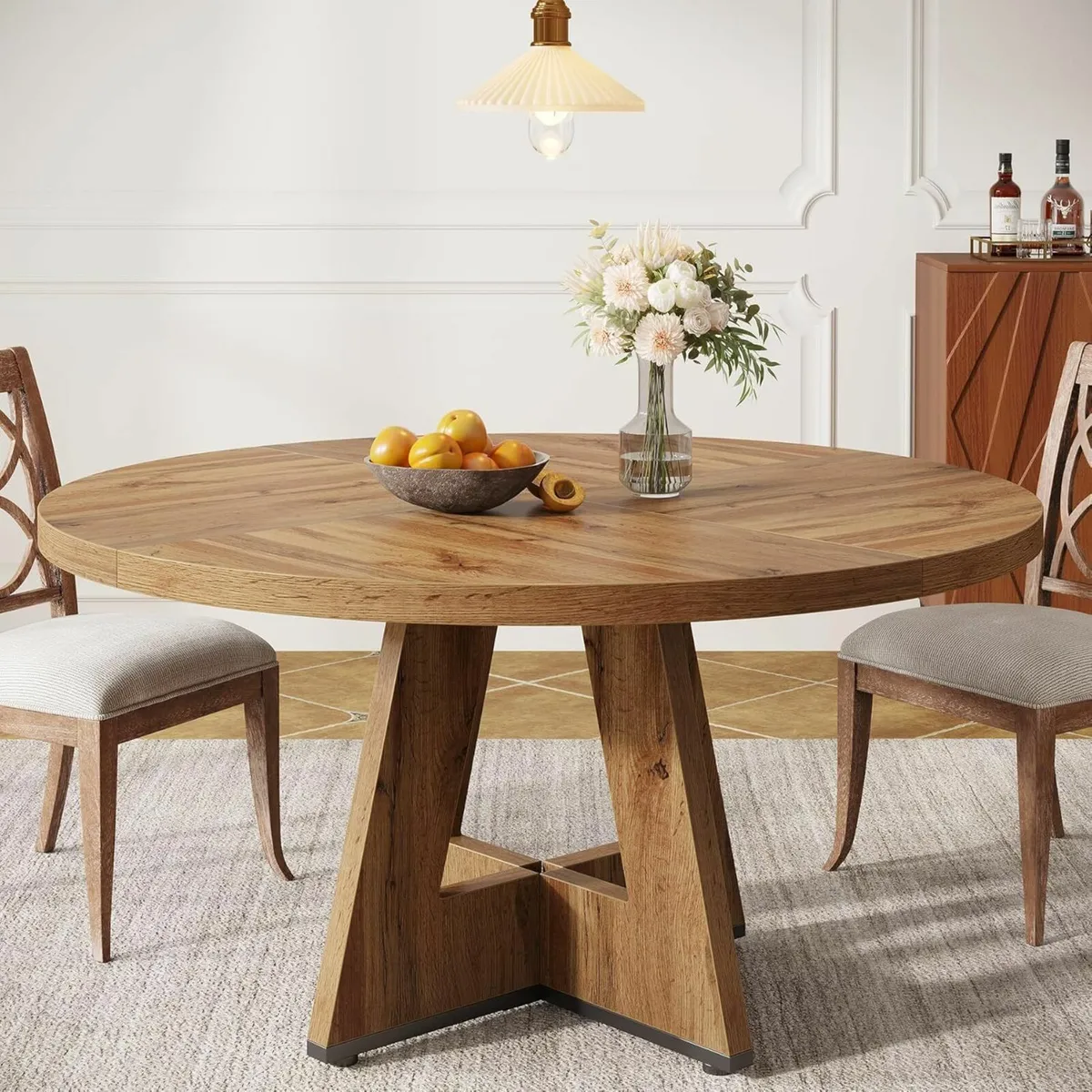 Round Dining Table, 120 cm Kitchen Table 4 People - Image 4