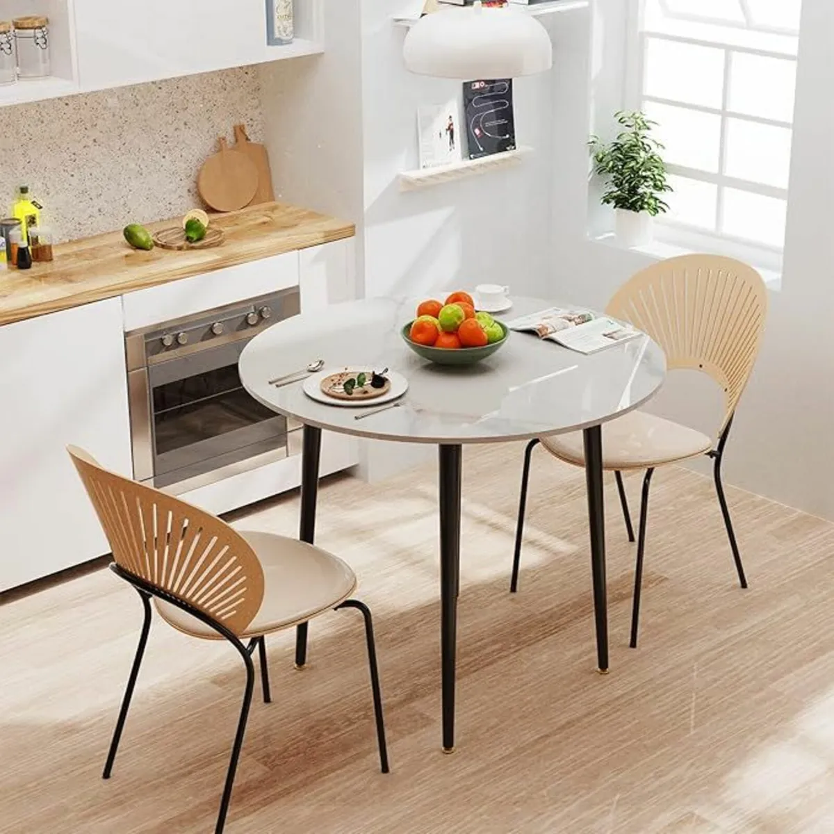 Kitchen Dining Table Marble Tabletop Round 80cm - Image 2