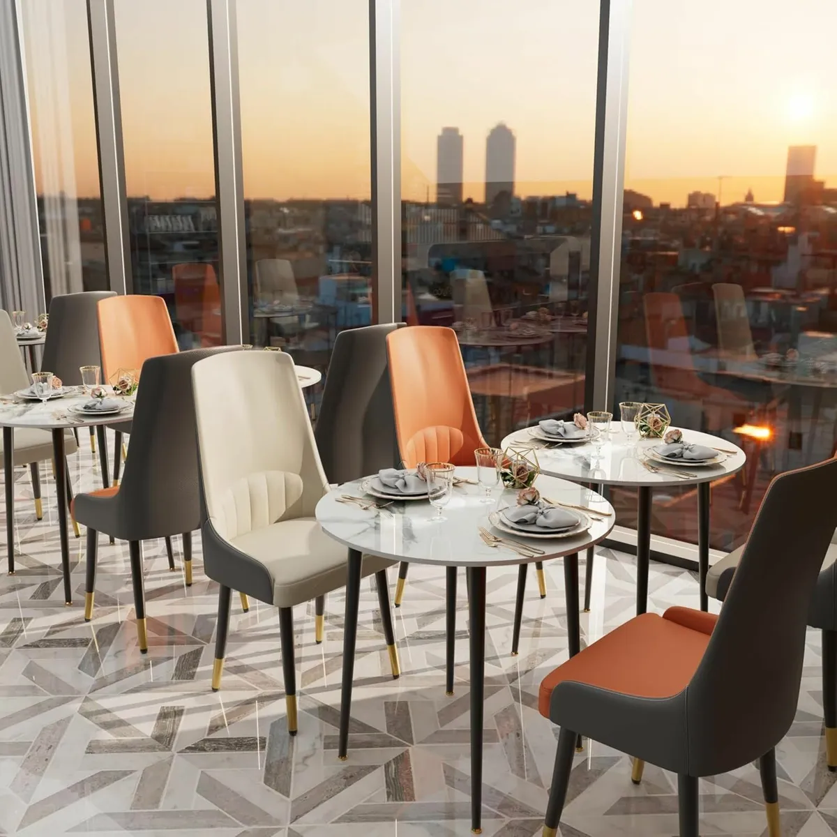 Kitchen Dining Table Marble Tabletop Round 80cm - Image 4