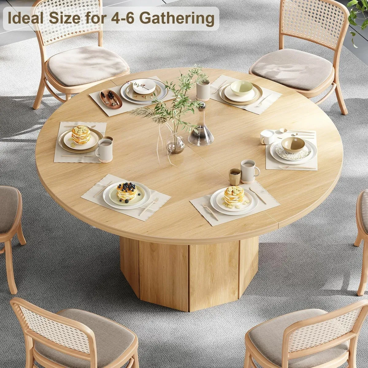 120cm Wooden Round Dining Table for 4 - Image 4