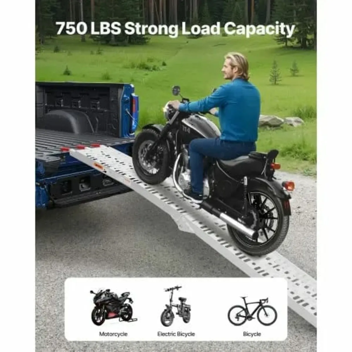 Aluminum Ramps, 750 lbs, 1Pcs Heavy-duty Ramps wit - Image 3