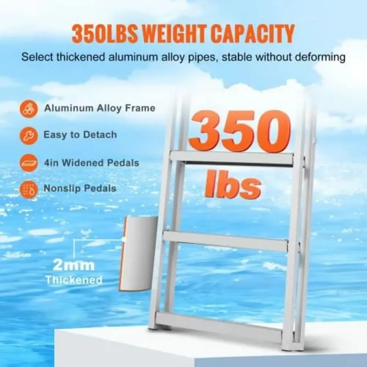 Ladder, Retractable 5 Steps, 350 lbs Load Capacity - Image 3