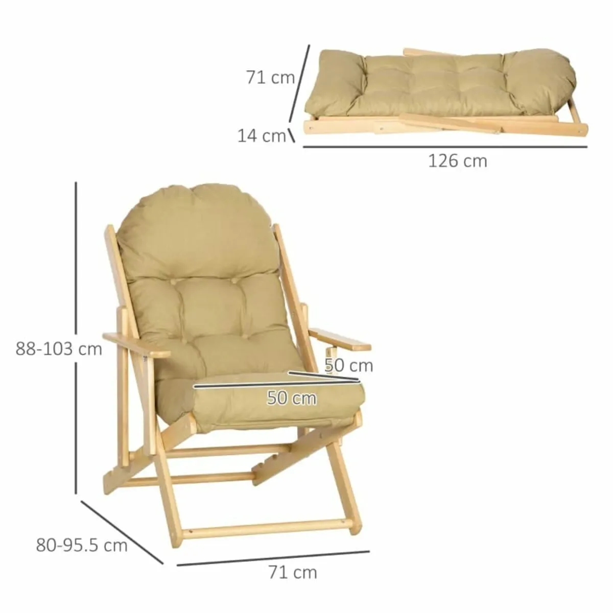 Accent chair, Recliner, Adjustable backrest, Beech - Image 4