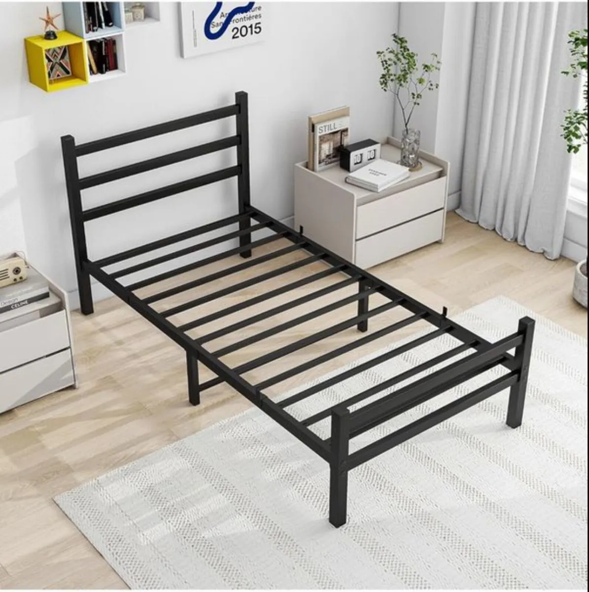 3ft Single Bed Frame with Headboard
