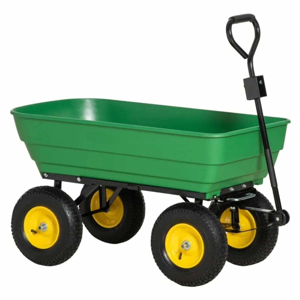 75 Litre Large Garden Cart Heavy Duty 4 Wheel Trol - Image 1