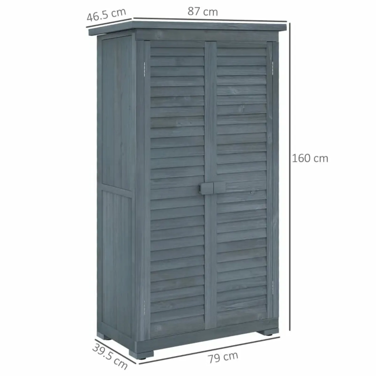 39.5 x 79cm Fir Wood Garden Shed - Grey - Image 4