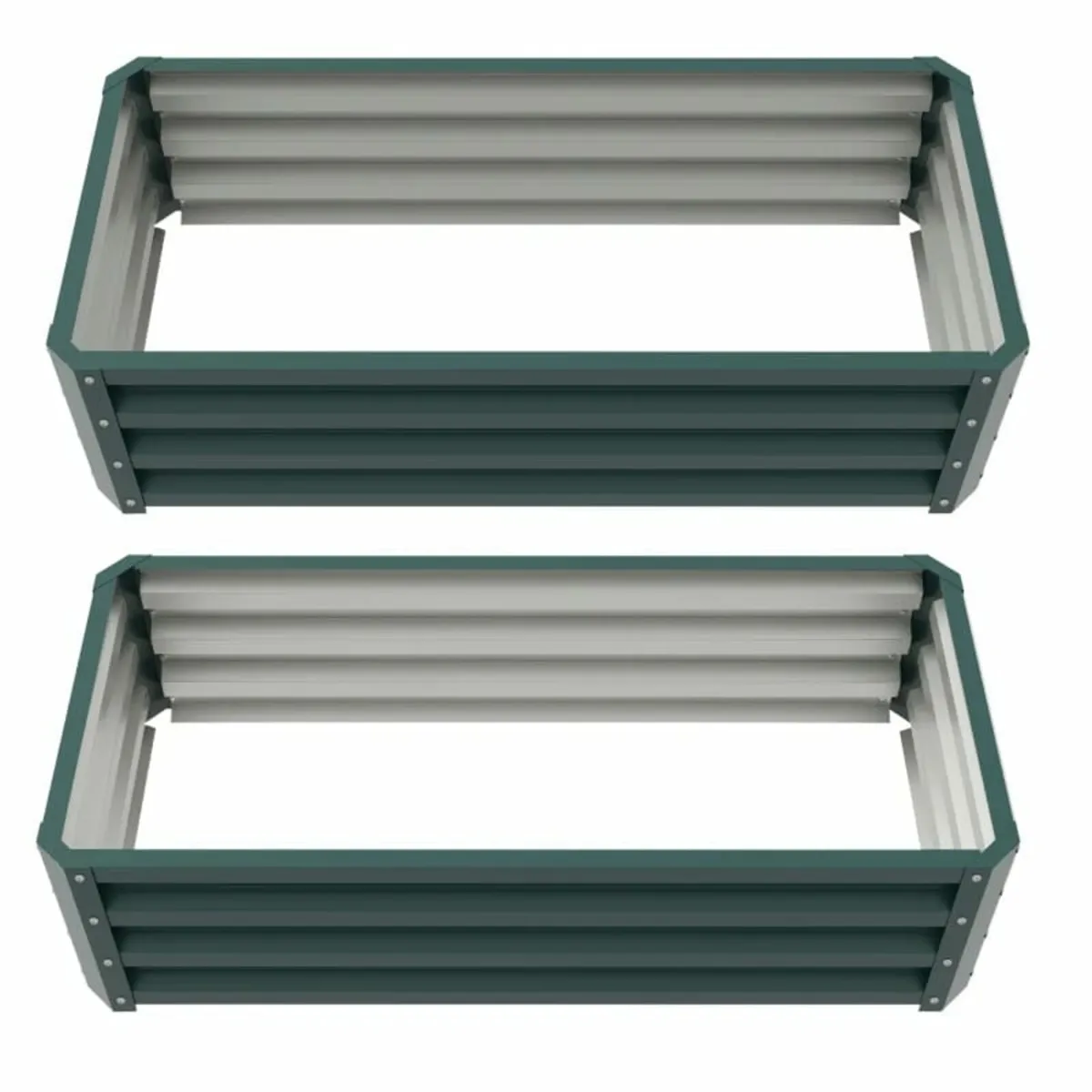 Set of Two 110 x 65cm Steel Planter Boxes - Green - Image 1