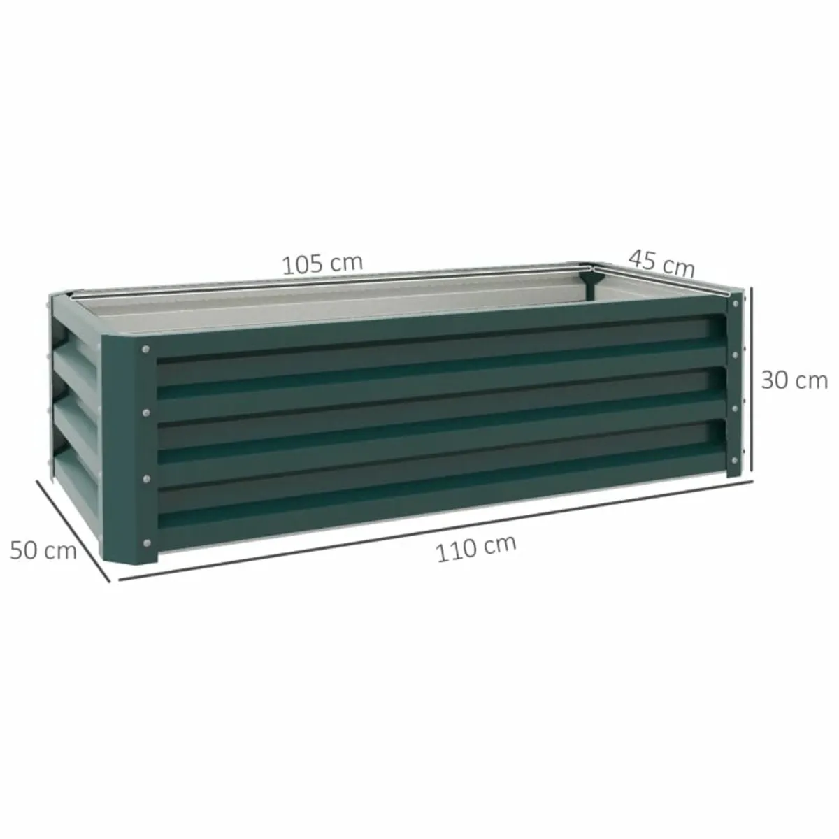 Set of Two 110 x 65cm Steel Planter Boxes - Green - Image 3