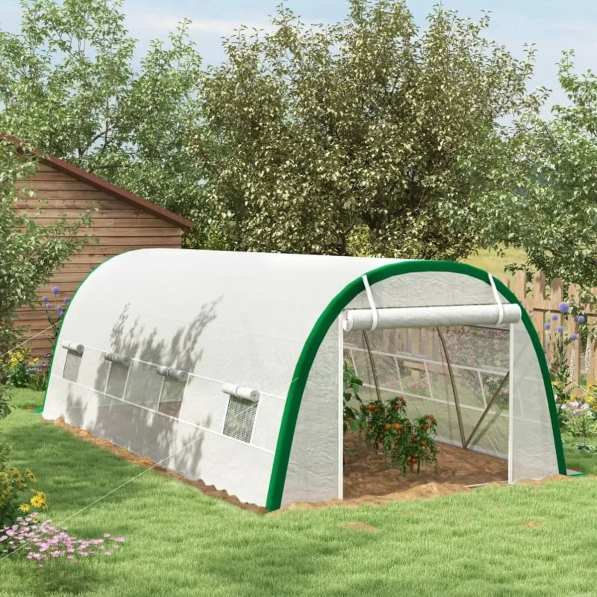 Garden Tunnel Greenhouse 18m² 6L x 3W x 2H m - 8 W - Image 1