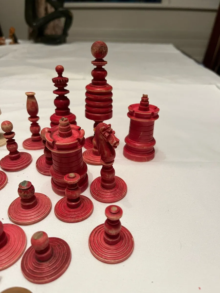 Antique Barleycorn Bone Chess Set - Image 2