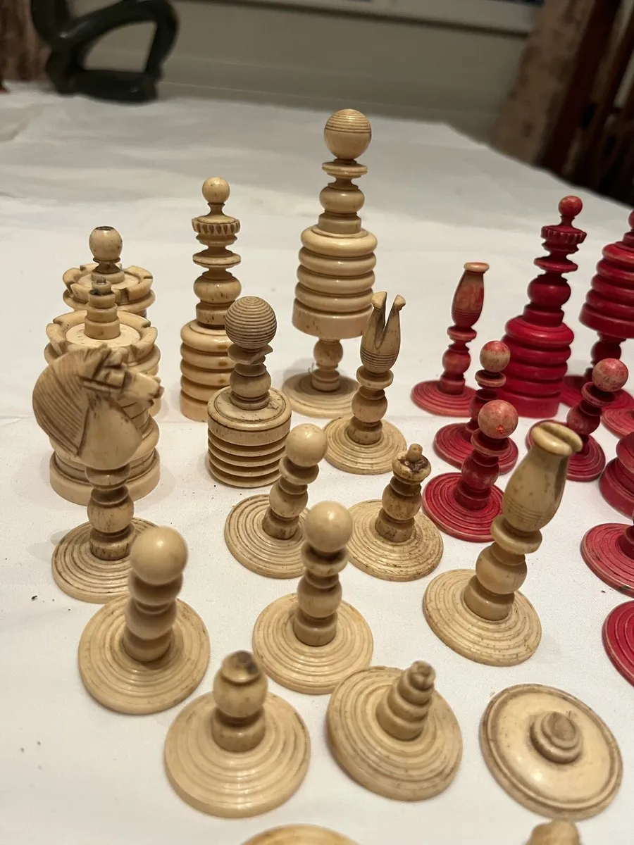 Antique Barleycorn Bone Chess Set - Image 3