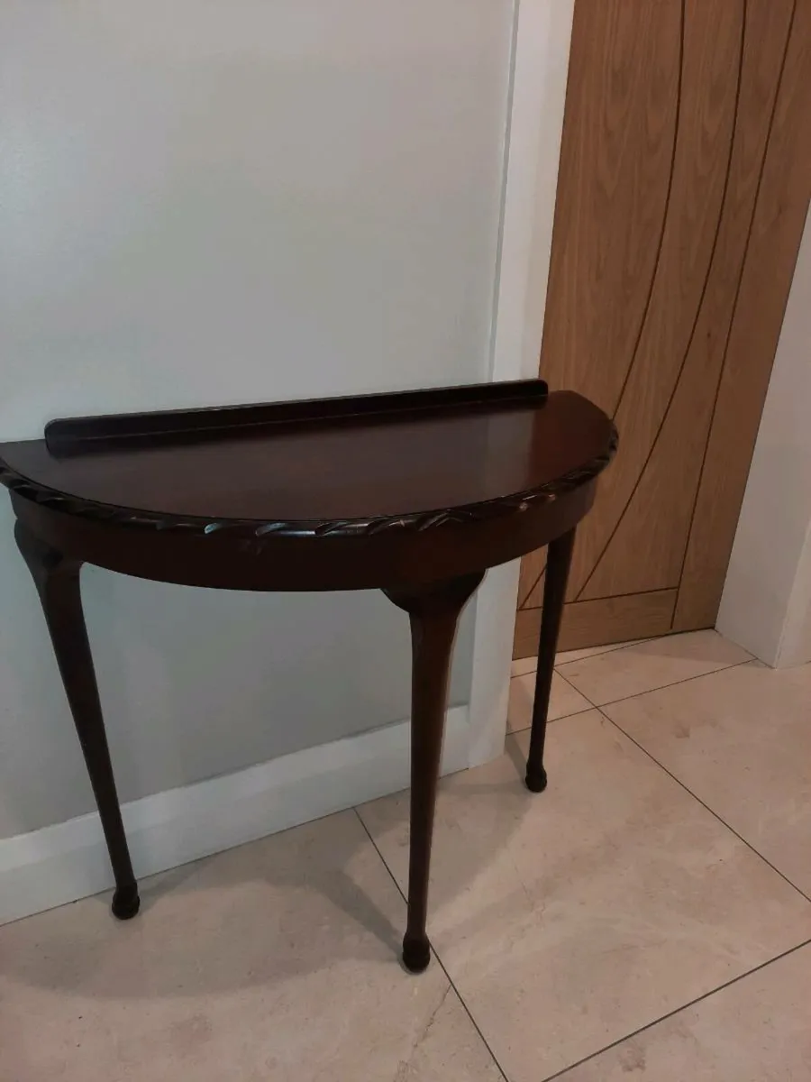 Mahogany Half Circle Console Table - Image 1